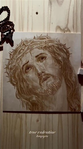 Woodburn of Jesus Christ ~ 12x12 inches #art #pyrography #woodburning #christian #jesus #faith #yt