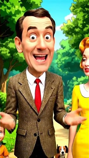in garden comic style mr bean