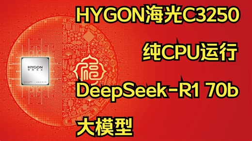 HYGON海光C3250纯CPU运行DeepSeek-R1 70b参数大模型