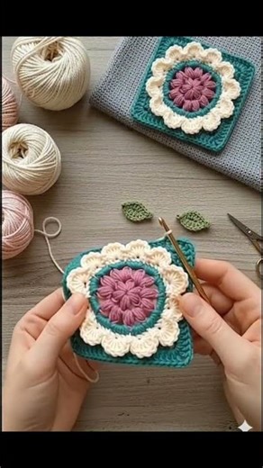 how to crochet a granny square with a 3D flower