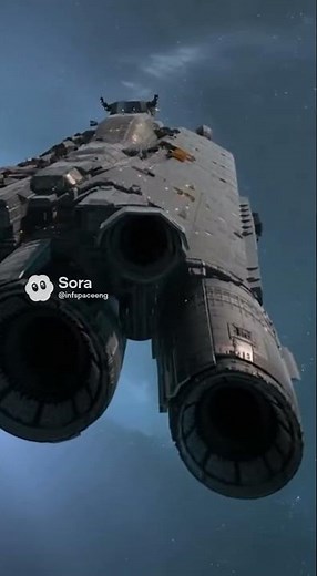 Downward Warp - Massive Starship Plunges into Light #interstellar #space #scifi