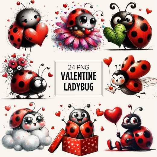 Valentine Ladybug Clipart Set – Adorable Love-Themed PNG https://blissbytedigitalart.etsy.com