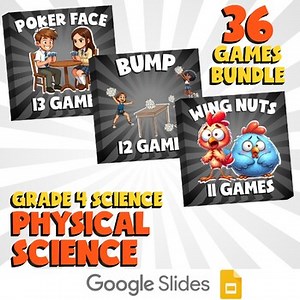 36 No Prep Science Games Bundle B - Physical Science - Grade 4 Review Activity
