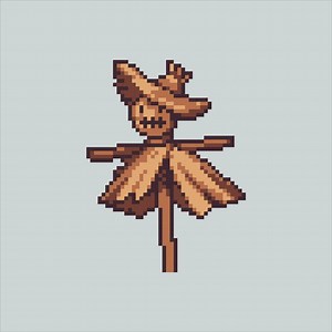 Download Pixel art illustration Scarecrow. Pixelated Scarecrow. Scarecrow farm pixelated for the pixel art game and icon for website and video game. old school retro. for free