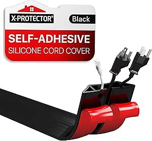 Floor Cord Cover by X-Protector – 5’ Overfloor Cord Protector – Self-Adhesive Power Cable Protector – Silicone Cord Protector – Ideal Extension Cord Cover to Protect Wires On Floor (60 in)