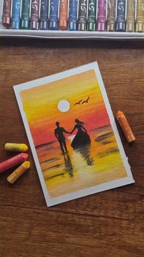 Romantic Couple Sunset Drawing 🌅 | Satisfying Art #sunset #couple#art #love #shorts #ytshorts #new
