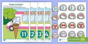 Ice Cream Representing Numbers 11 - 20 Sorting Activity
