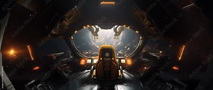 Concept design of spaceship cockpit. High quality 4K
