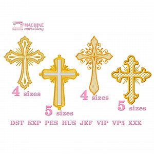 Set of 4 Religious Cross Embroidery Design Machine Embroidery Pattern, Embroidery Files Christian Cross, Catholic Embroidery Holy Cross #R52 - Etsy