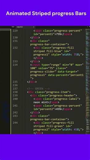 Next Level Animated Progress Bar in HTML CSS JS ⚡ | Striped Velocity UI
