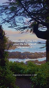 Obstacles have a purpose. Obstacles come into your life for one of two reasons: to be overcome or to divert you onto a new path. Obstacles are meant to challenge you, to push you, to test you, maybe to force you to lighten your load. The more difficult they are, the stronger and wiser you will be when you finally overcome them. Small obstacles are necessary; they prepare you for bigger ones. Some obstacles, however, cannot be overcome. They are too big. Impassible. Impossible. They force you to 
