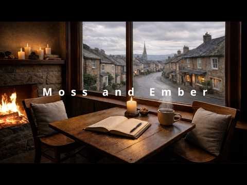 cozy coffee shop window with old town