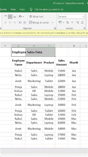 How to Use Merge & Center in Excel#ExcelShorts #ExcelHack#ExcelSkills #OfficeWork #MergeAndCenter