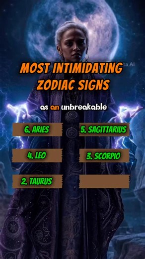 Zodiac Signs on Instagram: "Most Intimidating Zodiac Signs 6. Aries, whose raw intensity can set a whole room on fire. 5. Sagittarius, whose unfiltered presence demands total attention. 4. Leo, whose silent authority makes everyone stand a little taller. 3. Scorpio, whose piercing gaze feels like a psychological evaluation. 2. Taurus, whose unmovable confidence acts as an unbreakable barrier. 1. Capricorn, whose professional coldness makes you feel like you’re being audited. #astrology #astrolog