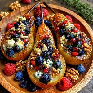4.9K views · 18 reactions | Baked Pears with Berries, Honey, Walnuts & Blue Cheese Elegant, sweet, and savory—these baked pears are the perfect cozy treat or classy appetizer! Prep Time: 10 min | Cook Time: 25 min | Total Time: 35 min | Servings: 4 #BakedPears #FruitDelight #SweetSavoryCombo #FallFavorite 燎 | Easy Kitchen | Facebook