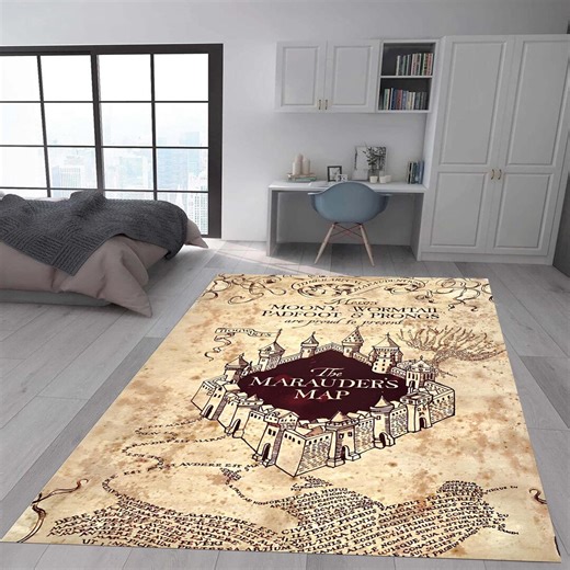 Marauder's Map Rug: Vintage Wizard Castle Area Carpet, Dark Academia Decor - Etsy