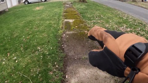 Homeowner STUNNED I uncovered a HIDDEN SIDEWALK buried under the grass!