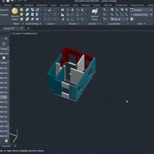 AutoCAD Realistic Materials Applied to House Design 🏠 #2dplan #3dplan #autocad #floor #Colurful#cad