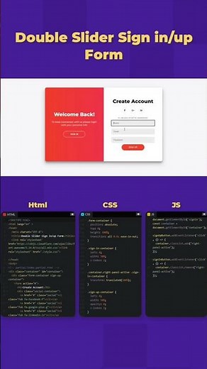 Double Slider Sign in And Sign up Form Animation Using HTML CSS And JS