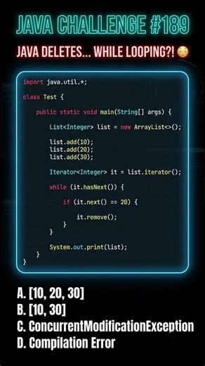 🤯 Java Iterator Trick! Remove While Looping Without an Error? #java #coding #viral #trending