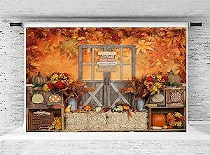 Kate 10x6.5ft Fall Photography Backdrops Thanksgiving Backdrops for Photography Harvest Autumn Falling Leaves Pumpkin Photo Booth Backdrops Prop