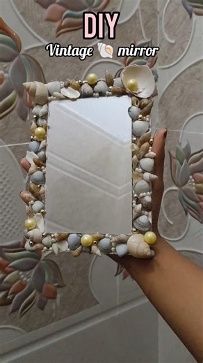 Shell 🐚 Mirror DIY |#diy #mirror #craft #homedecor #aesthetic #like #subscribe #viralshort #trending