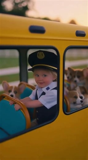 Self-Driving Baby Bus: Ride with Corgis(자율주행 아기버스 타고 유치원에가는 코기들)#cute #corgi #baby #schoolbus