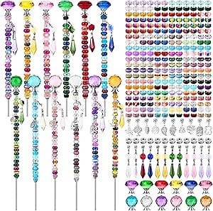 UFU 310Pcs DIY Fairy Wand Beaded Garden Stakes Kit, Fairy Wands Kit with Sparkling Crystal Pendants, Suitable for Different Holidays Garden Stakes Decorative Outdoor Beadable Items(10&12IN)