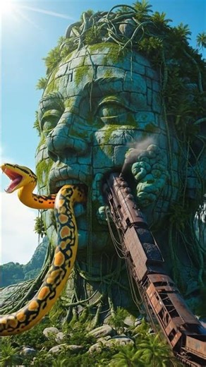 Colossal Jungle Statue Erupts as Python Attacks Derelict Train!