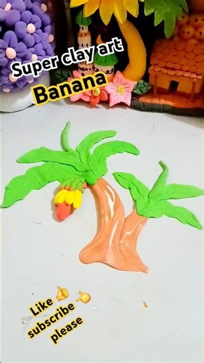 DIY banana tree🍌#shorts#youtubeshorts#viralvideo #bananatree#craft #art #clayart #yt#@multicreating