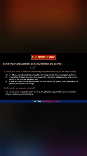 MOST IMPORTANT QUESTIONS FORM THE NORTH SHIP|CLASS IX|WBBSE|ENGLISH BY SNG