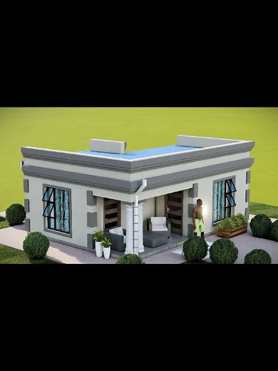 Modern 2 Bedroom House Plan with Flat Roof