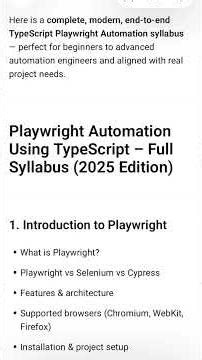Playwright Automation Using Typescript Syllabus 2025 #shorts