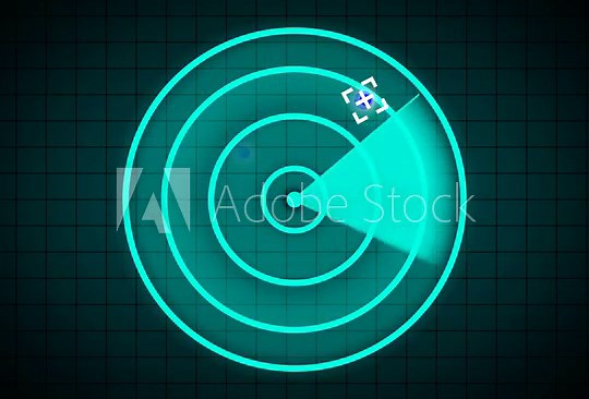 Animated radar screen with target detection displaying modern technological concepts. Futuristic radar system loading with scanning grid animation. Circular radar sweep animation.