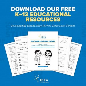 Looking for new resources to keep your child engaged and learning while at home? Download our free educational resources. | IDEA Public Schools | Facebook