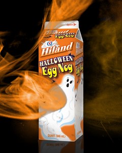 Extra creamy and full of fall flavor... our Halloween Egg Nog is the perfect way to welcome in this spooky season. 👻 | Hiland Dairy