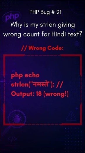 Why Is My strlen() Giving Wrong Count for Hindi Text? | PHP Bug #21