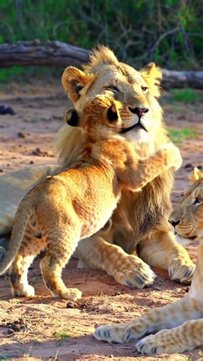 Dad Lion Just Lets the Cub Play 😍 #Trending