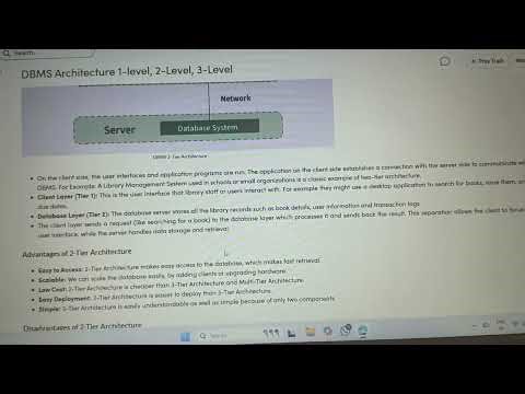 DBMS architecture explained in Telugu, 1 tier architecture, 2 tier architecture, 3 tier architecture