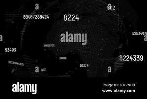 Dotted globe emerging rotating eastward and showing large numbers with code visualizing data. Futuristic, digital, abstract, technology, data visualization, cyber, cyberspace Stock Video Footage - Alamy