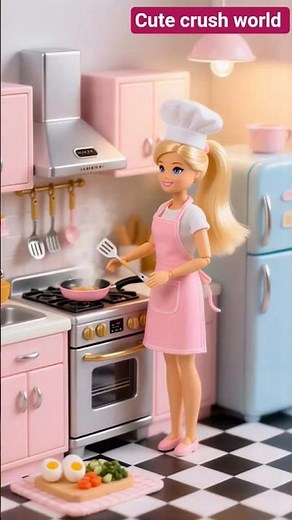 Barbie Mini Kitchen Cooking | Tiny Breakfast in 15 Seconds!”