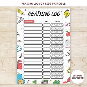 Reading Log for Kids Printable | Book Tracker & Reading Challenge | Instant Download - Etsy Australia