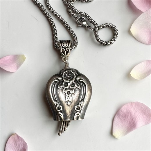 Magnolia Silverware Knife Handle Bell Necklace: Vintage Chime Jewelry - Etsy