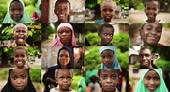 Montage of Close Up Portraits Showing Expressive Authentic African...