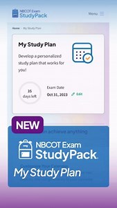 #FutureOTRs & #FutureCOTAs, check out the NBCOT StudyPack's newest tool - My Study Plan! 📅 Plan your prep with a custom calendar 🛠️ Seamlessly integrate study tools 📝 Craft a personalized study schedule 💪 Stay motivated with inspirational messages Access it anywhere, anytime - on your phone or desktop. Learn more: https://ow.ly/Mmsg50QGSsZ. #OccupationalTherapy #NBCOTCertificationMatters *Only available in the 2024 StudyPack* | NBCOT® - OTR® & COTA® Certification