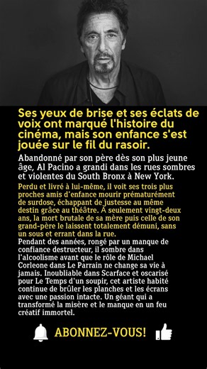 Le drame secret et la jeunesse tragique d'Al Pacino avant la gloire!