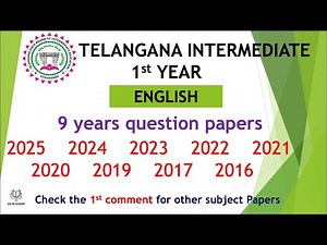 TS Inter 1st Year English 2025 - 2016 9 years previous Question Papers IPE Telangana TG inter