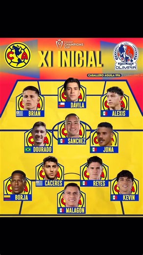 𝕮𝖔𝖒𝖕𝖎𝖙𝖆 𝖕𝖊𝖕𝖘 🦥 on Instagram: "Esta es la alienación de las Aguilas del America para enfrentar a olimpia #compitapeps #américa #aguilasdelamerica #concachampions #ligamx"