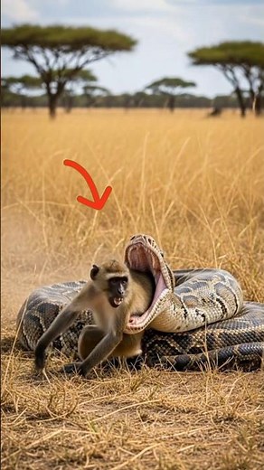 Real Jungle Horror: Python Attacks Monkey 🐍😨 #shortsfeed #giantsnack #dangrous #shorts #short