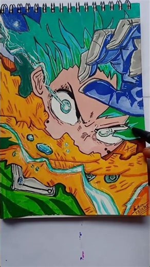 Midoriya (deku) drawing with cheapest water colour.